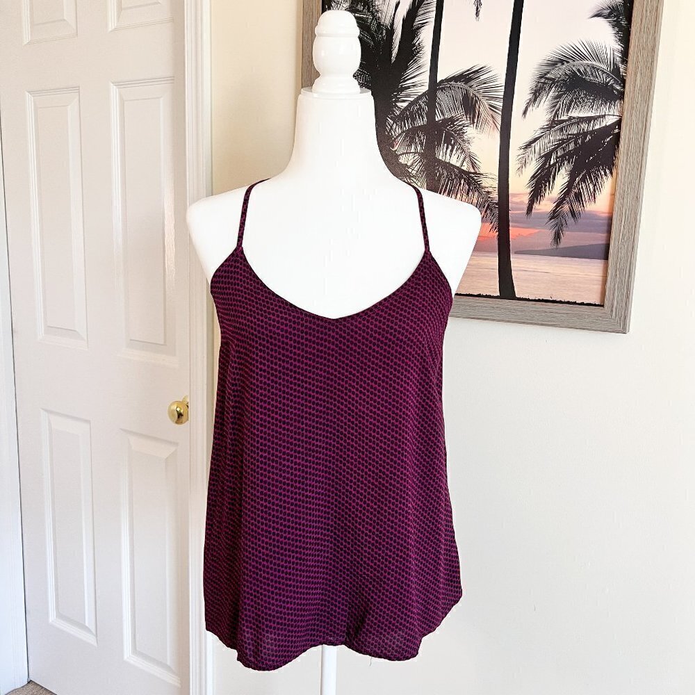 Women's Old Navy Tank | Spaghetti Strap | Magenta | Dot Print | Small | Rayon